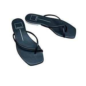 Dolce Vita Lyza Black Strappy Flat Square Toe Faux Leather Sandals Size 7
